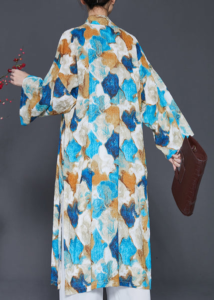 Plus Size Blue Oversized Tie Dye Cotton Cardigans Spring SD1042 Ada Fashion