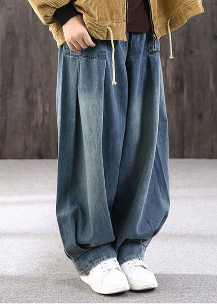 Summer Size Pockets Patchwork Pants Blue Lantern Plus Denim FashionChic