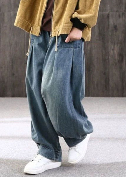 Summer Size Pockets Patchwork Pants Blue Lantern Plus Denim FashionChic