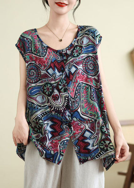 Casual Tops Plus Blue Print Size Summer FashionChic