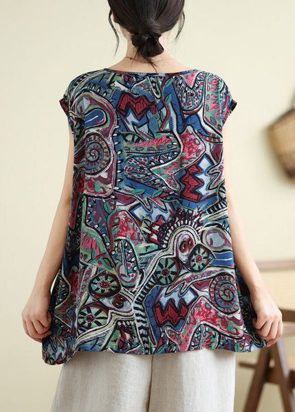 Casual Tops Plus Blue Print Size Summer FashionChic