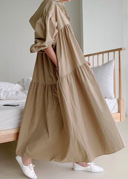 Exra Dress Hooded Large Cotton Holiday Size Coffee Hem Plus Fall FashionChic