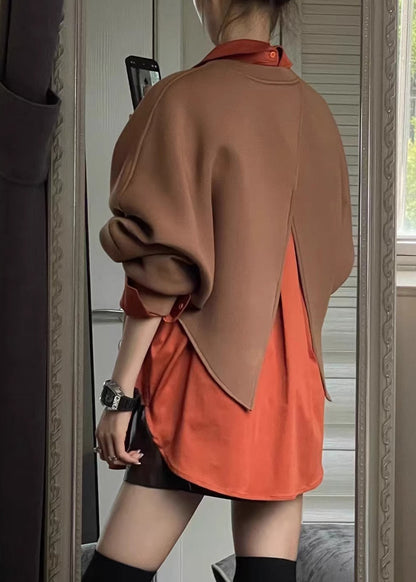 Collar Peter Shirts Size Plus And Piece Sweatshirt Coffee Two Pan FashionChic