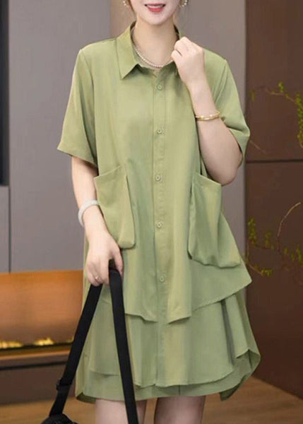 Summer Green Oversized Set Fruit Plus Size Two-Piece Patchwork FashionChic