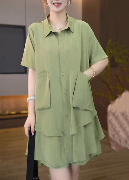 Summer Green Oversized Set Fruit Plus Size Two-Piece Patchwork FashionChic