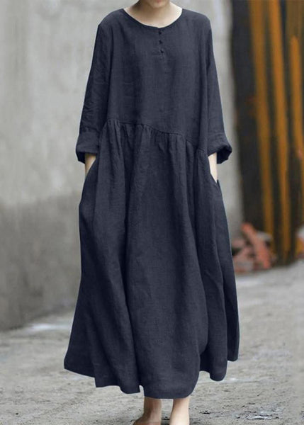 Long Plus Green Patchwork Fall Wrinkled Dresses Size FashionChic