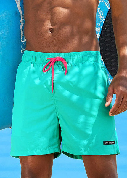 Shorts Plus Drawstring Zippered Cotton Summer Mens Green Size FashionChic