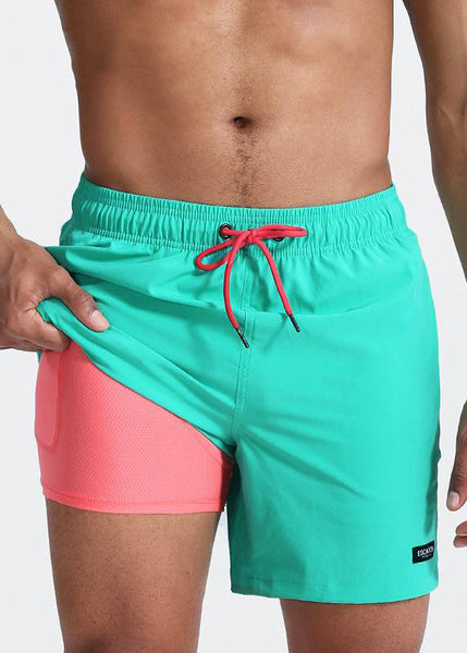 Shorts Plus Drawstring Zippered Cotton Summer Mens Green Size FashionChic