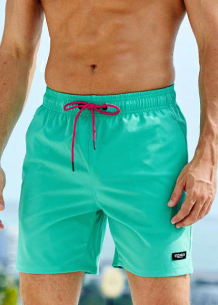 Shorts Plus Drawstring Zippered Cotton Summer Mens Green Size FashionChic