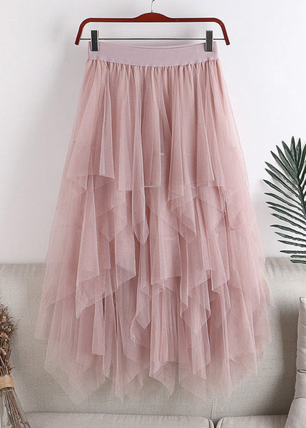 Plus Size Grey Asymmetrical Design Tulle Skirt Summer QQ1037 Ada Fashion