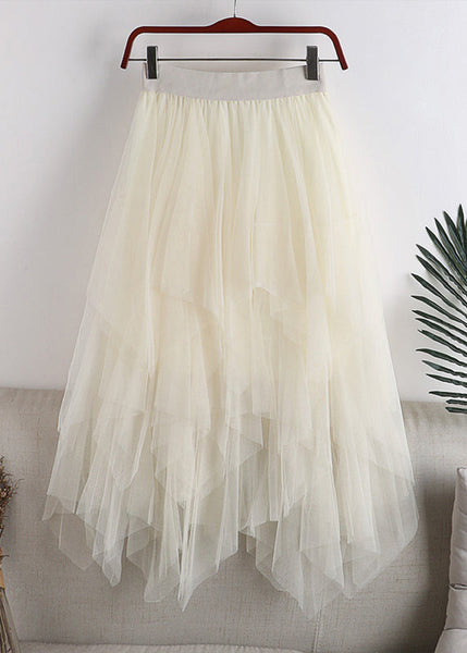 Plus Size Grey Asymmetrical Design Tulle Skirt Summer QQ1037 Ada Fashion
