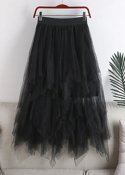 Plus Size Grey Asymmetrical Design Tulle Skirt Summer QQ1037 Ada Fashion