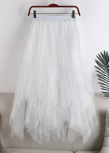 Plus Size Grey Asymmetrical Design Tulle Skirt Summer QQ1037 Ada Fashion