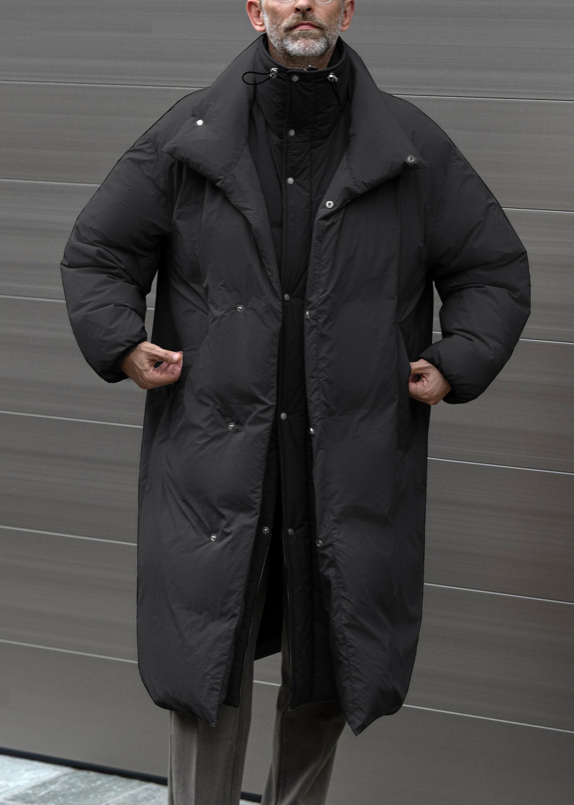 Plus Size Grey Button Patchwork False Two Pieces Men Parkas Winter RJ008 ABC