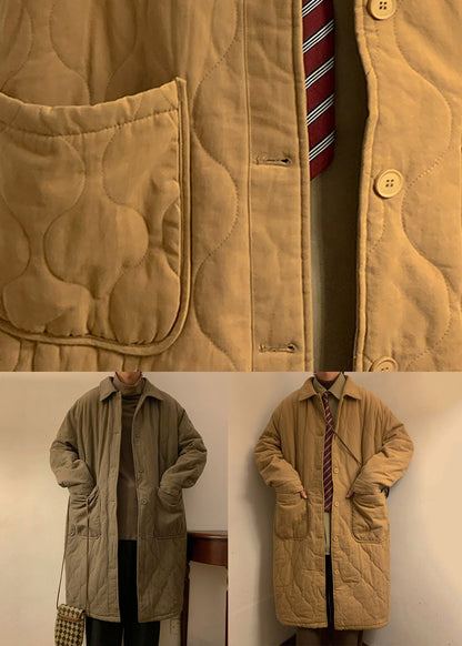 Plus Size Khaki Button Pockets Solid Men Parka Winter RJ007 ABC