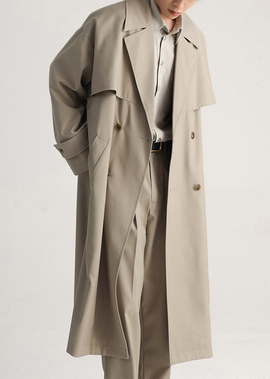 Plus Size Khaki Double Breast Side Open Cotton Mens Trench Coat Spring YQ001 ABC
