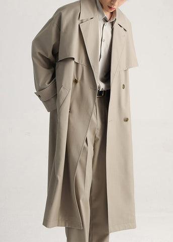 Plus Size Khaki Double Breast Side Open Cotton Mens Trench Coat Spring YQ001 ABC
