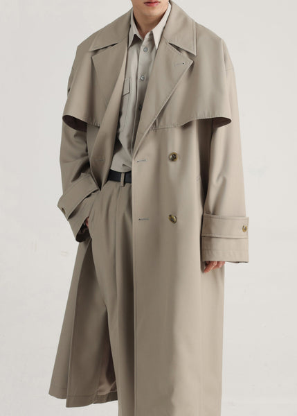 Plus Size Khaki Double Breast Side Open Cotton Mens Trench Coat Spring YQ001 ABC