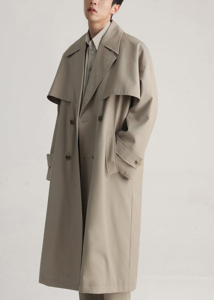 Plus Size Khaki Double Breast Side Open Cotton Mens Trench Coat Spring YQ001 ABC