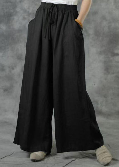 Elastic Summer Pockets Waist Wide Size Leg Pants Plus Khaki FashionChic