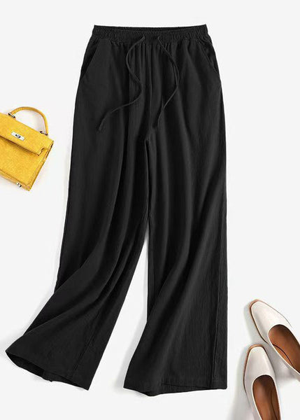 Elastic Summer Pockets Waist Wide Size Leg Pants Plus Khaki FashionChic