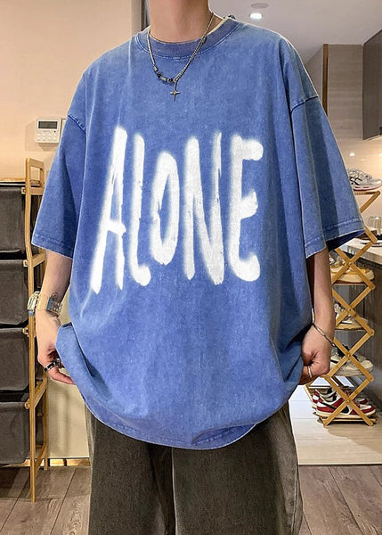 O Half Print Khaki Shirt Plus Size Sleeve Neck Cotton T Men FashionChic