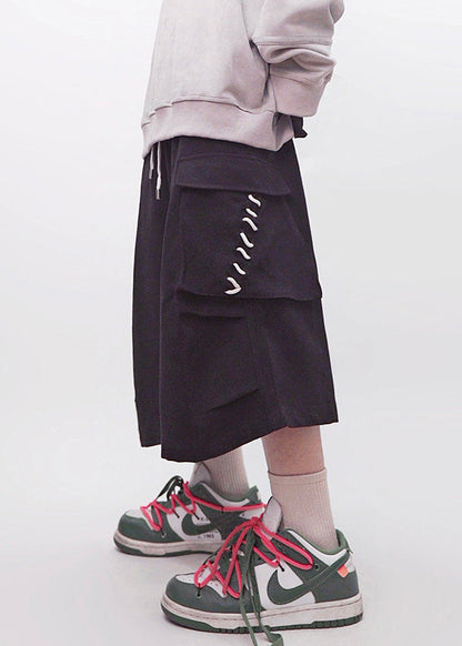 Men Pockets Crop Khaki Elastic Cotton Pants Waist Size Plus FashionChic