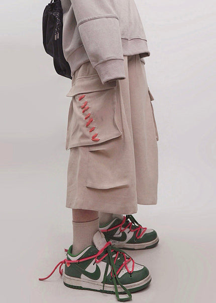 Men Pockets Crop Khaki Elastic Cotton Pants Waist Size Plus FashionChic