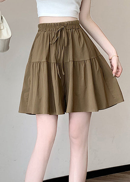Plus Size Khaki Pockets Elastic Waist Cotton Shorts Summer QE002 MZF-SPTS240927
