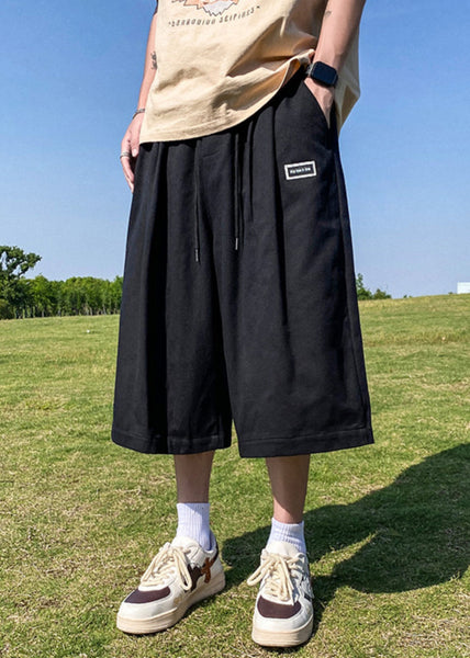 Plus Size Nave Blue Elastic Waist Tie Waist Ice Silk Men Pants Summer YT006 Men-Silk-MENCP240721