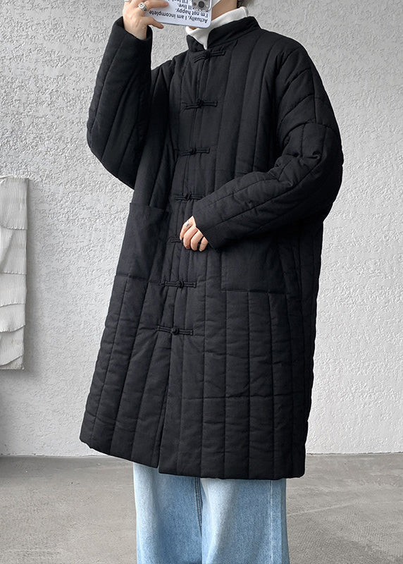 Plus Size Navy Chinese Button Pockets Men Parka Winter RJ013 ABC