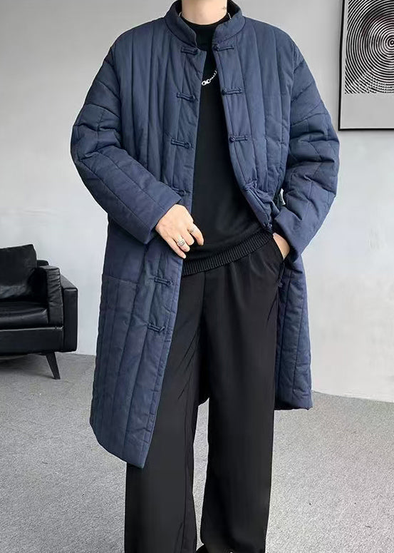 Plus Size Navy Chinese Button Pockets Men Parka Winter RJ013 ABC