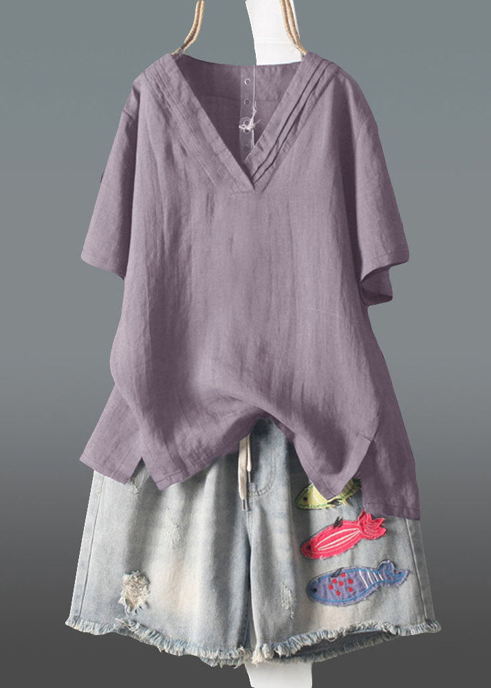 Linen Size Neck Tank V Wrinkled Navy Plus Summer FashionChic