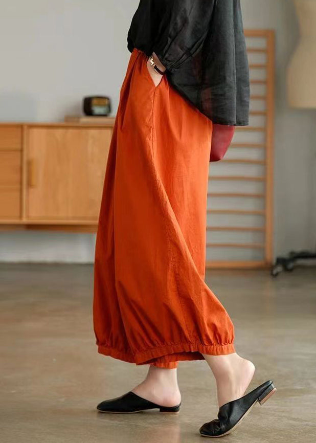 Plus Size Orange Pockets Cotton Lantern Pants Summer BV071 MZF-CPTS240702