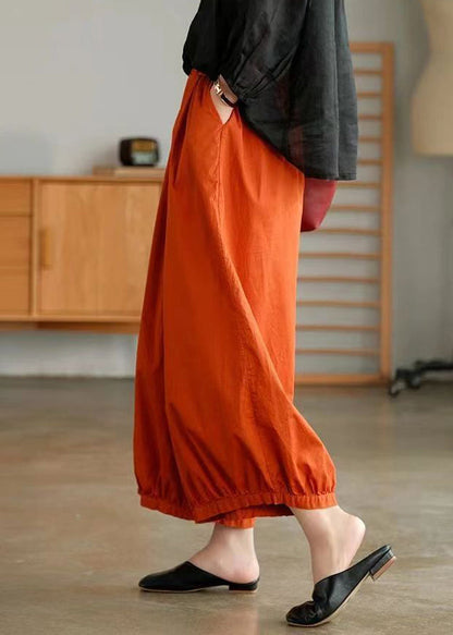 Plus Size Orange Pockets Cotton Lantern Pants Summer BV071 MZF-CPTS240702