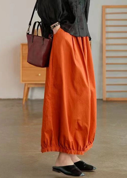 Plus Size Orange Pockets Cotton Lantern Pants Summer BV071 MZF-CPTS240702