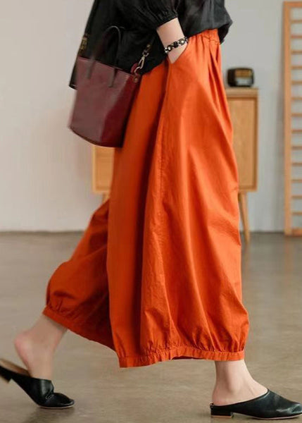 Plus Size Orange Pockets Cotton Lantern Pants Summer BV071 MZF-CPTS240702