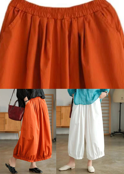 Plus Size Orange Pockets Cotton Lantern Pants Summer BV071 MZF-CPTS240702