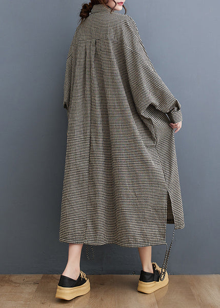 Plus Size Peter Pan Collar Plaid Cotton Shirts Dress Fall RU023 ABC