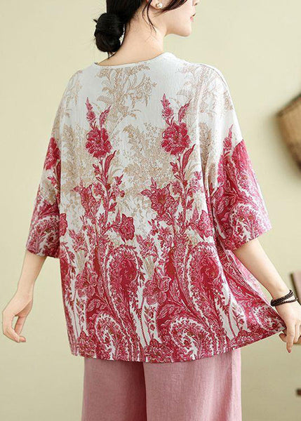 Size Plus Print Top Pink Half Sleeve FashionChic
