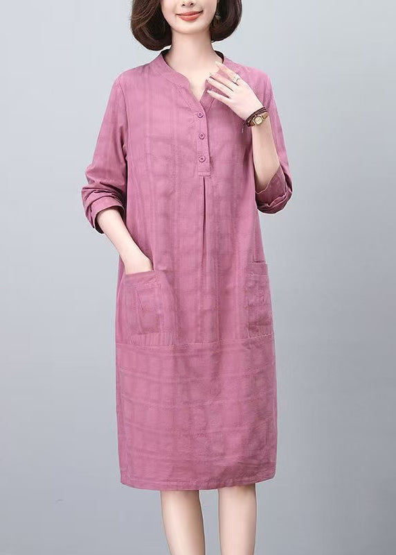 Size Spring Cotton Plus Purple Day Jacquard Dresses FashionChic
