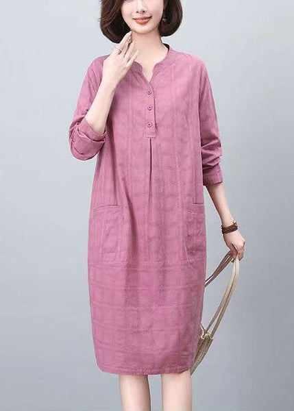 Size Spring Cotton Plus Purple Day Jacquard Dresses FashionChic