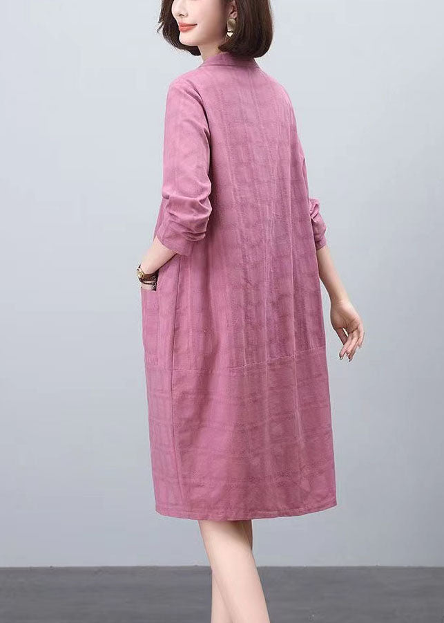 Size Spring Cotton Plus Purple Day Jacquard Dresses FashionChic
