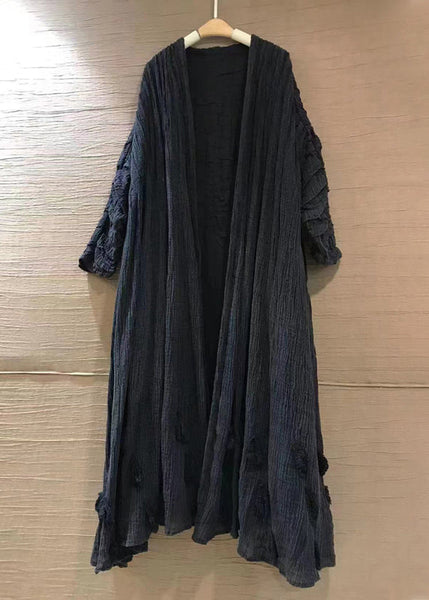 Plus Size Purple Solid V Neck Linen Cardigans Long Sleeve AA1063 Ada Fashion