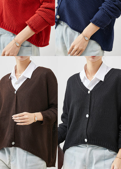 Plus Size Red Button Down Knit Loose Cardigan Spring YU1038 Ada Fashion