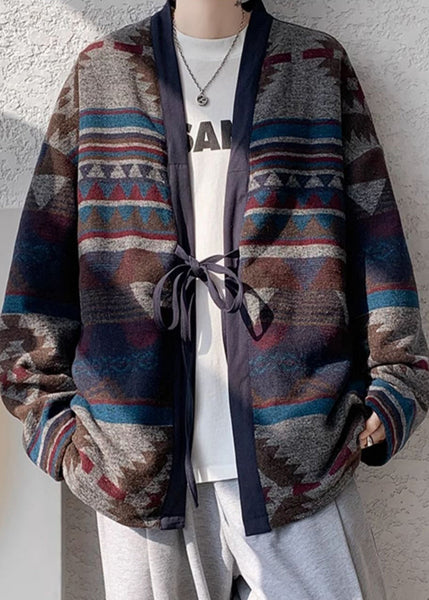 Plus Size Red Lace Up Wear On Both Sides Men Coat Fall WJ028 MENCW241119