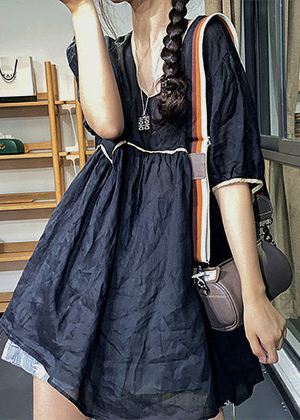 Plus Size Red Wrinkled Patchwork Mid Dress Summer UU038 OM-MM240820