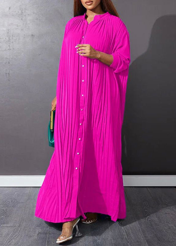 Plus Size Rose Wrinkled Long Dresses Spring VB1036 Ada Fashion