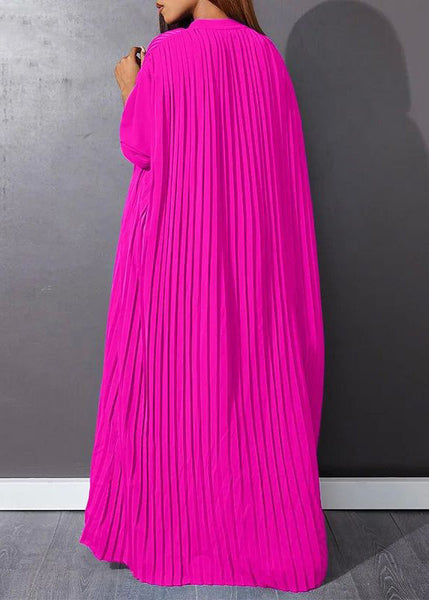 Plus Size Rose Wrinkled Long Dresses Spring VB1036 Ada Fashion