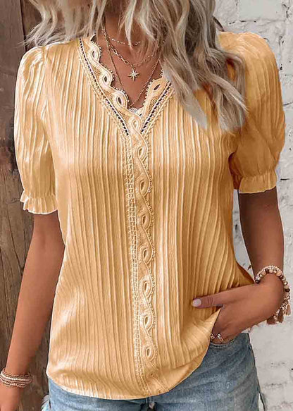 Hollow Summer Out Plus Solid Spandex Color Shirts Size FashionChic
